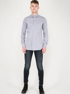 Xacus Business Tailor Fit Stretch Shirt blue grey - LABELS