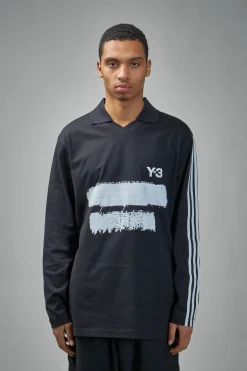 Y-3 Yohji Yamamoto Graphic Logo Long Sleeve Polo - LABELS